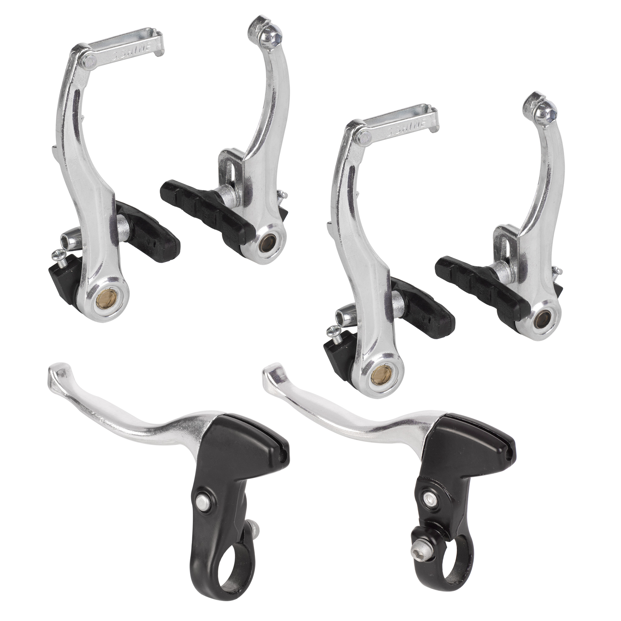 4 accesorios de freno de bicicleta que incluyen 2 manillares de freno en V  de aleación de aluminio (0.9 in de diámetro) y 2 cables de freno para