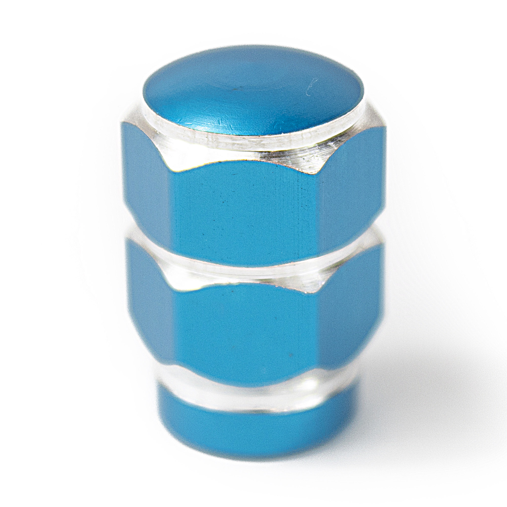 4 Tapones Hexagonales De Color Azul De Aluminio Para Ruedas De