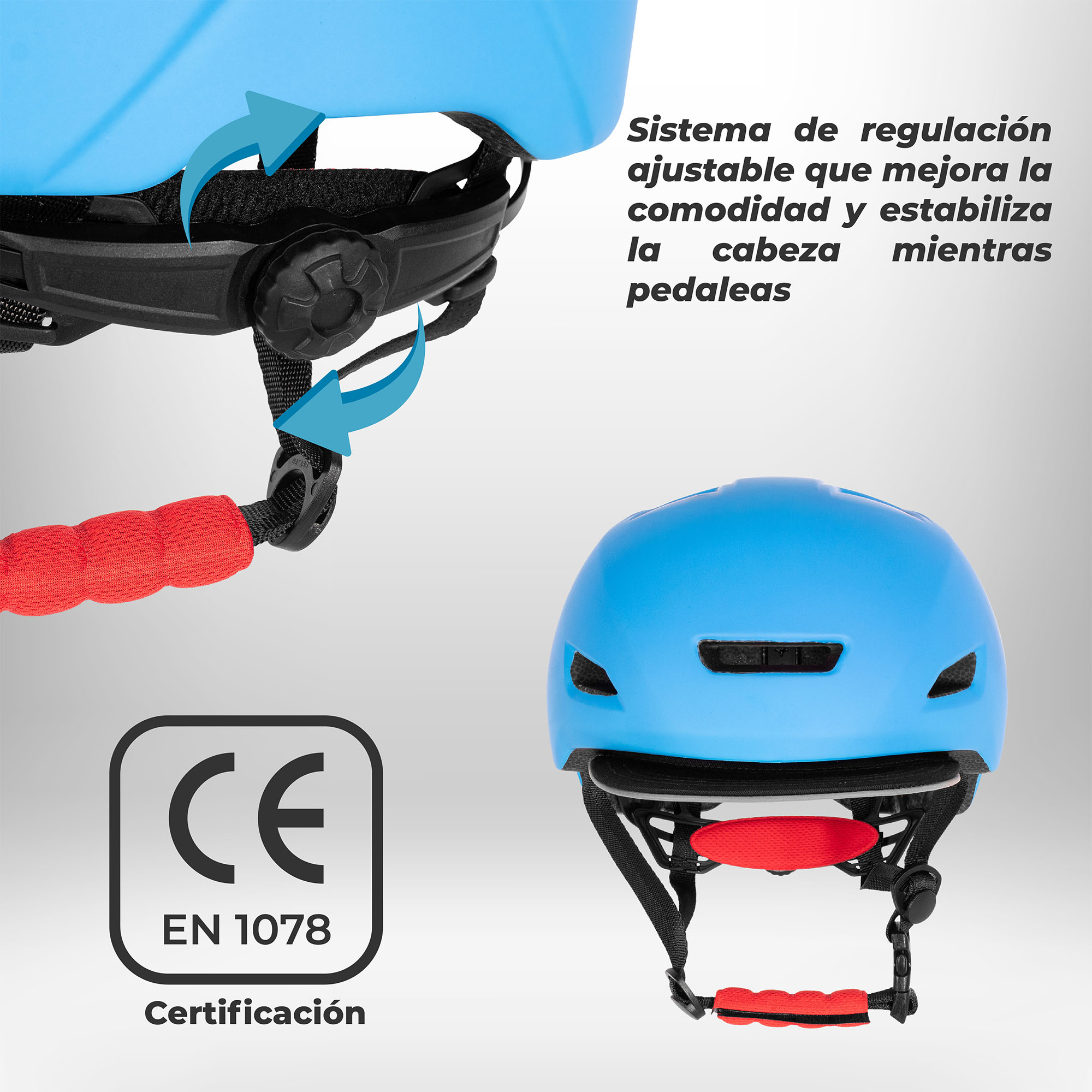 Casco Bicicleta Urbano Regulable Ventilacion Liviano Adulto Color Azul  Talle M - 54-57cm