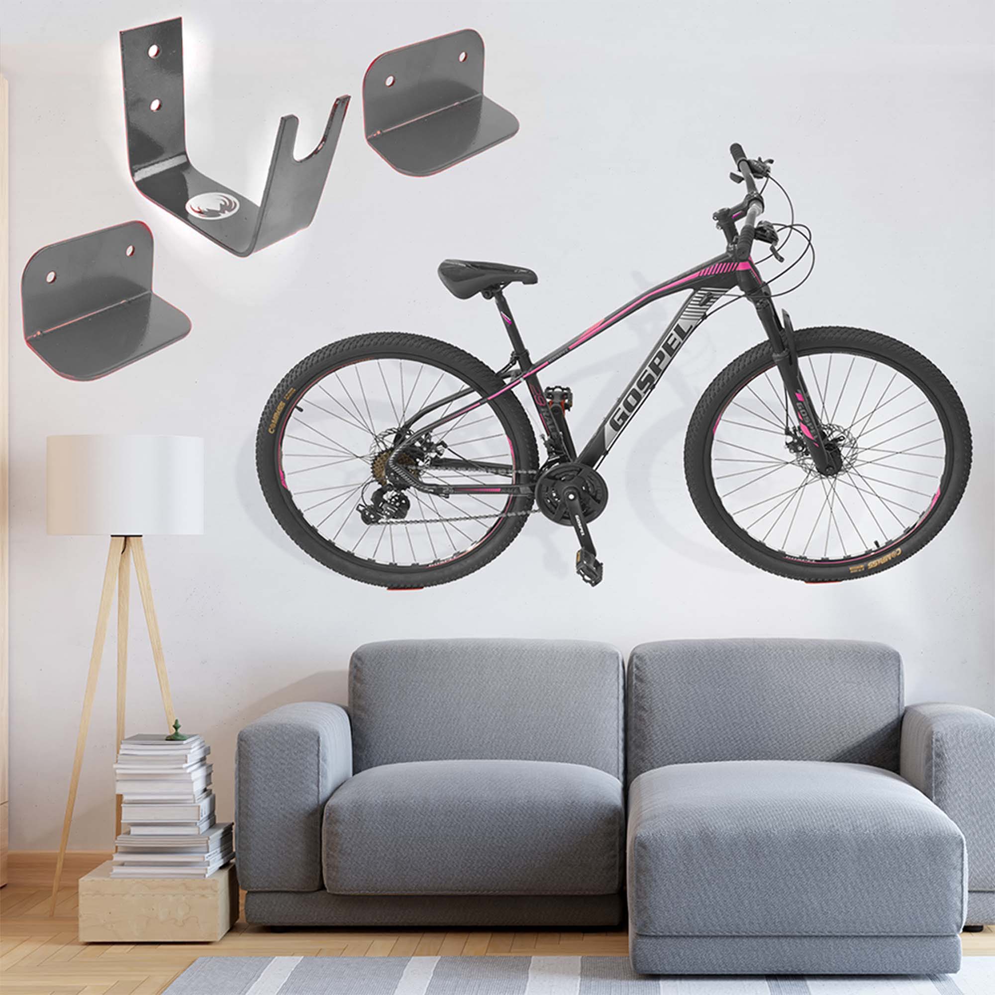 Ciclometa Detalles Soporte de pedal para colgar bicicleta en la pared Mach  plata