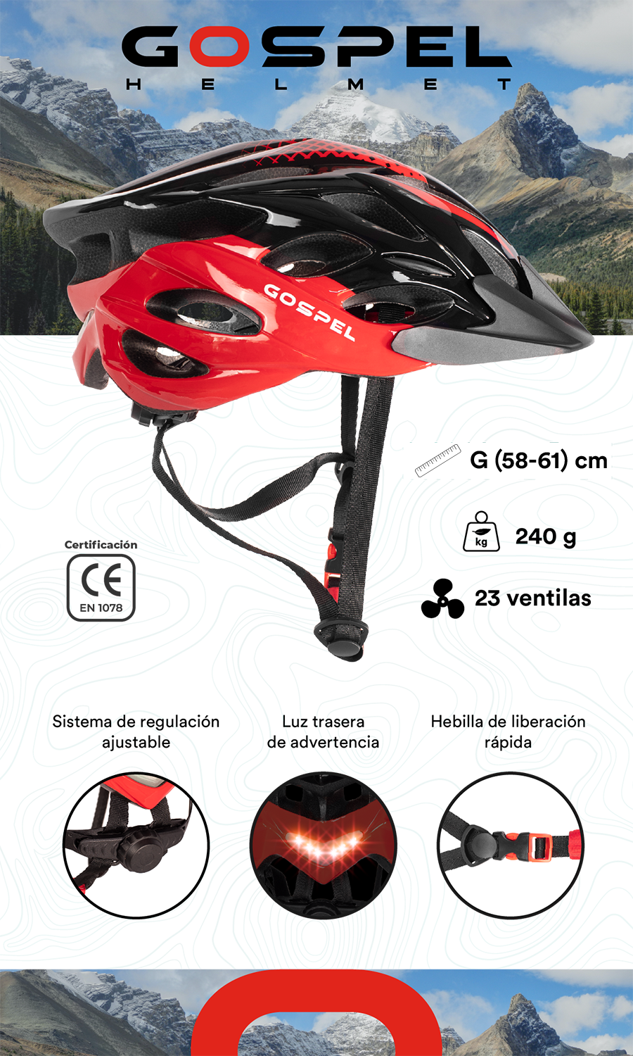 Cascos De Bicicleta Adulto Ciclismo Con Luz De Advertencia Color Carbon  black Talla L 58-61cm