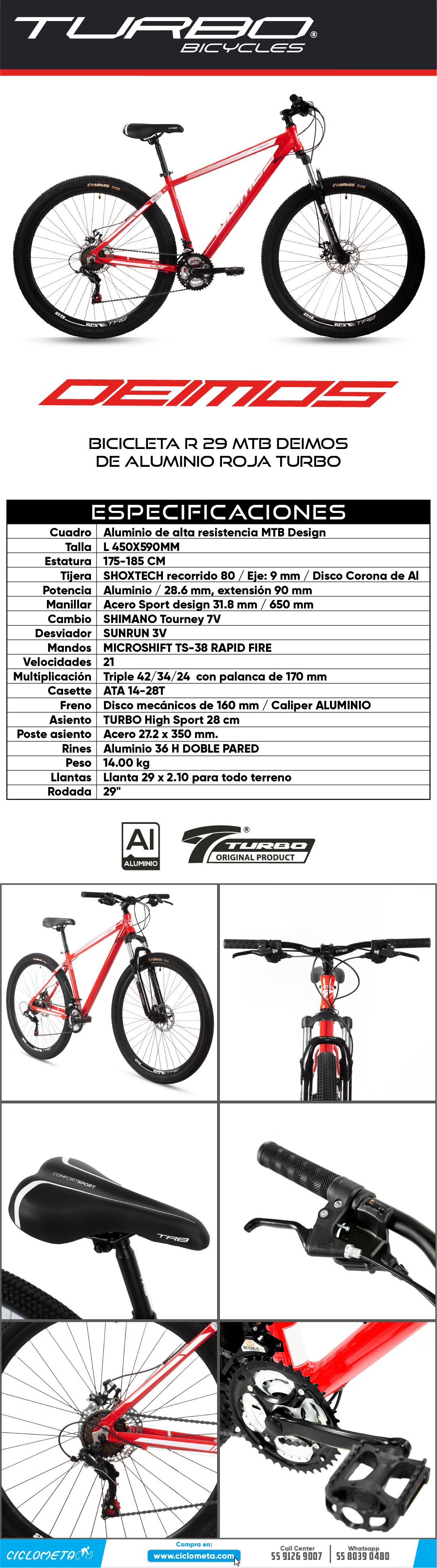 Ciclometa Detalles Bicicleta R 29 De Aluminio De Montaña Deimos 21 ...